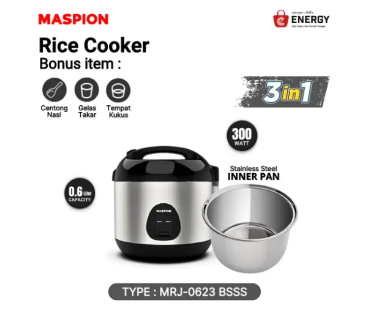 Maspion MRJ 0623 BSSS Rice Cooker